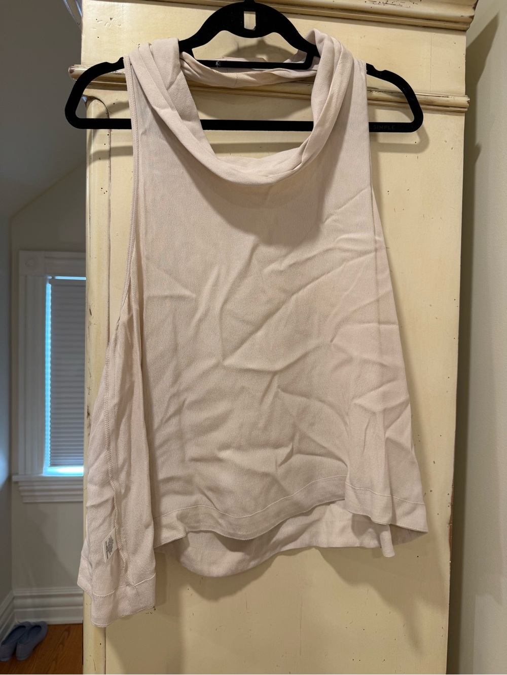 Cotton Candy Light Beige Draped Neck Tank Top